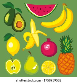 Natural set. Vector isolated food elements