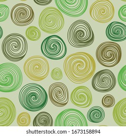 natural shades round spirals. seamless vector design. abstract stones