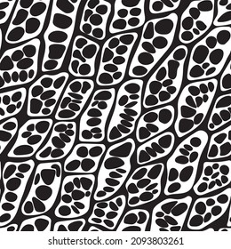 Natural shapes seamless vector pattern.
Cells biological texture. Black and white dotted background.