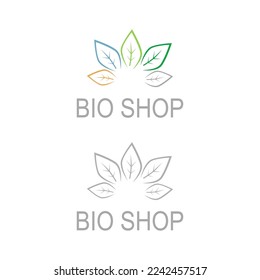 Natural Shop Colored Leaves Sign, Symbol, Logo isolated On White