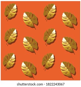 Natural simple background . Hand drawn leaves tropical pattern.