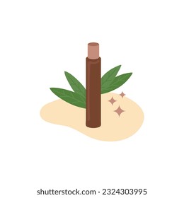 Natural skin care. Herbal cosmetic serum for face. Self care product. Organic cosmetics concept. Flat vector illustration.