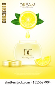 Natural skin care products with leaves and lemon