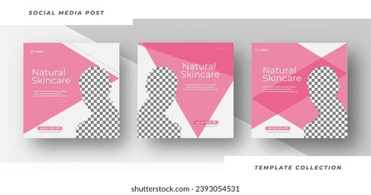 Natural skincare Makeup Salon square banner collection Square Flyer Template Design