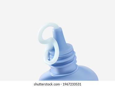Natural skincare product branding mock up. Blank blue  bottle plastic tube. Packaging of cream, body lotion, serum, gel or facial foam. 3d realistic vector.