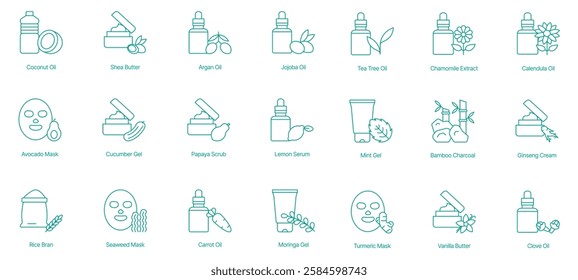 Natural Skincare and Wellness Product Collection Vector Icons