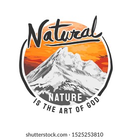 natural slogan on mountain background