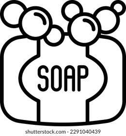 Natural soap bar with bubbles thin line icon. Zero waste. Modern vector illustration.