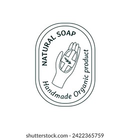 Natural Soap Handmade Organic Product Logo for Business Branding, Packaging, Websites Design and Creative Studio. Hand Drawn Vector Minimalist Illustration