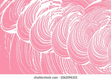 Natural soap texture. Admirable bright pink foam trace background. Artistic extra soap suds. Cleanliness, cleanness, purity concept. Vector illustration.
