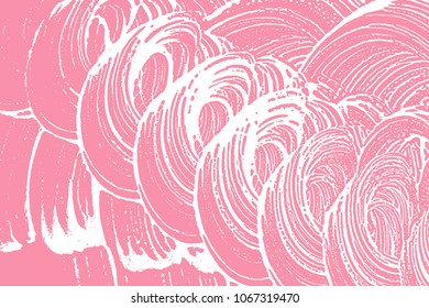Natural soap texture. Admirable bright pink foam trace background. Artistic eminent soap suds. Cleanliness, cleanness, purity concept. Vector illustration.
