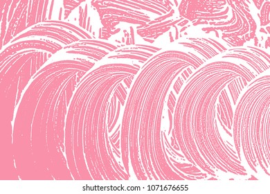 Natural soap texture. Admirable bright pink foam trace background. Artistic cool soap suds. Cleanliness, cleanness, purity concept. Vector illustration.
