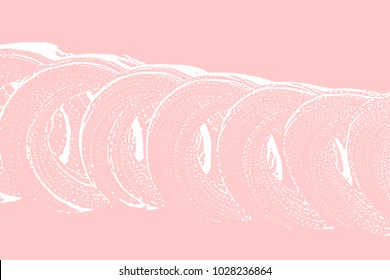 Natural soap texture. Admirable millenial pink foam trace background. Artistic rare soap suds. Cleanliness, cleanness, purity concept. Vector illustration.