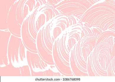 Natural soap texture. Admirable millenial pink foam trace background. Artistic energetic soap suds. Cleanliness, cleanness, purity concept. Vector illustration.