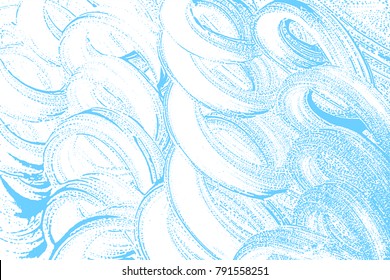 Natural soap texture. Alluring light blue foam trace background. Artistic classy soap suds. Cleanliness, cleanness, purity concept. Vector illustration.