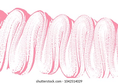 Natural soap texture. Appealing bright pink foam trace background. Artistic actual soap suds. Cleanliness, cleanness, purity concept. Vector illustration.