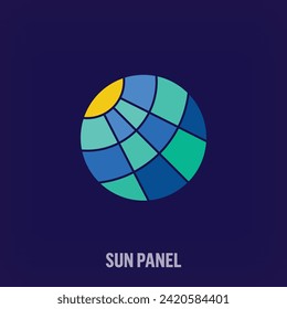 Natural solar energy idea, logo in modern round form. Unique creative sustainable solar panel colors. Environment and company logo template. vector.