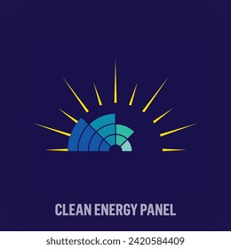 Natural solar energy idea, modern logo. Unique creative sustainable solar panel colors. Environment and company logo template. vector.