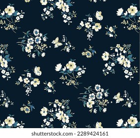 natural un arreglo sólido de flores blancas pequeñas con color monocromo, todo sobre el diseño vectorial con ilustración de fondo sólido oscuro imagen digital para fábrica de impresión textil