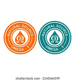 Natural source omega 3 vector badge or label template. This design suitable for product.