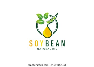 Ilustración vectorial de diseño de logotipo de aceite de soja natural