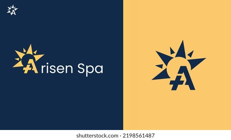 Natural Spa Logo with sun ideation concept. Sun logomark, logo symbol, icon, symbol, badge, monogram. Use for print, social media, advertisement, branding, company, business.