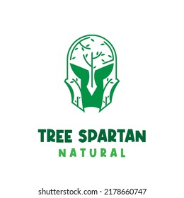 Natural Spartan tree illustration logo