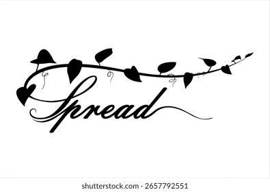 Natural spread typography with Ivy leaf logo design illustration