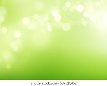 Natural Spring Greenish Bokeh Background with blurry white circles. Vector illustration EPS10