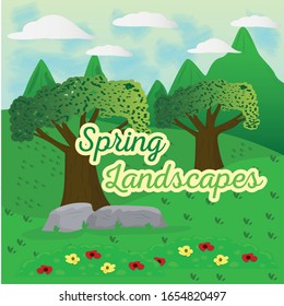 Natural spring landscape. Spring background. Natural enviroment - Vector