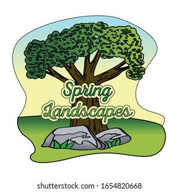 Natural spring landscape. Spring background. Natural enviroment - Vector