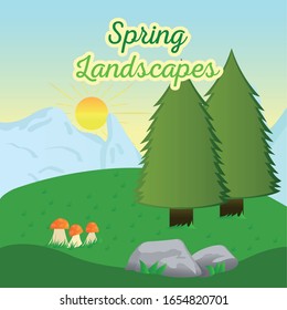Natural spring landscape. Spring background. Natural enviroment - Vector