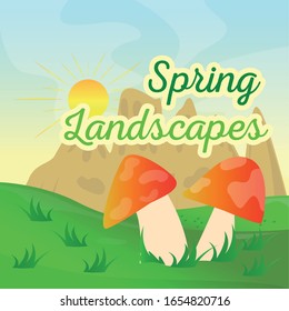 Natural spring landscape. Spring background. Natural enviroment - Vector