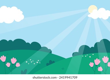 Natural spring landscape background vector