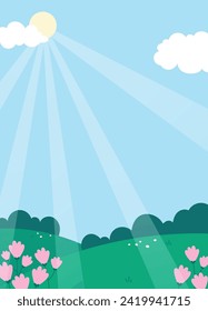 Natural spring portrait background vector illustration