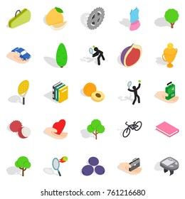 Natural stamina icons set. Isometric set of 25 natural stamina vector icons for web isolated on white background