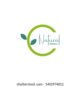 Natural stamp product logo design with leaf icon design