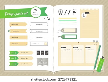 Elementos de design de papel de carta naturais definidos para notebooks e planejadores