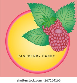 Natural sticker with raspberry in bright colors.