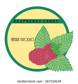 Natural sticker with raspberry in bright colors.