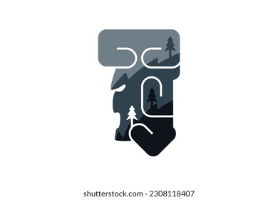 combinación de logotipo de cara de piedra natural