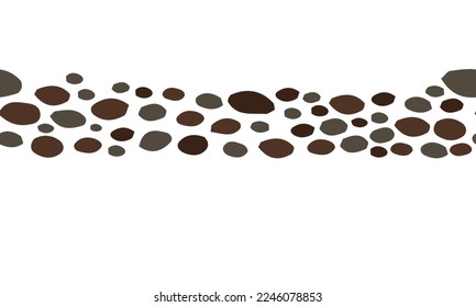 Natural stone footpath. Brown cobblestone garden design. Vector.
