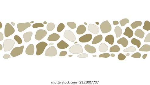 Natural stone footpath. Brown cobblestone garden design. Vector.
