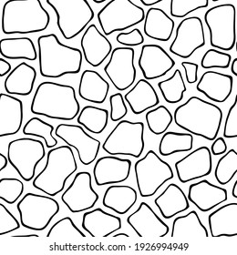 Natural stone masonry  Wild stone seamless pattern vector sketch painted by hands  Chaotic honeycomb pattern 
