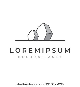 Natural stone silhouette abstract logo creative design with outline. Logo for business, company, symbol.