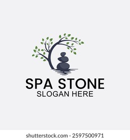 natural stone vector logo, smooth stone logo template designed for spa, fitness, beauty salon and meditation symbol design with modern minimalist, elegant and clean style
