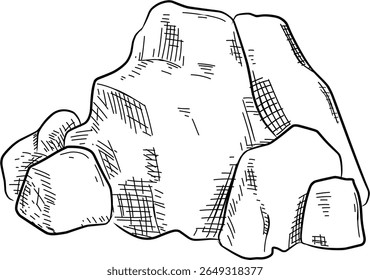 natural stone vector sketch line art hand drawn illustration 