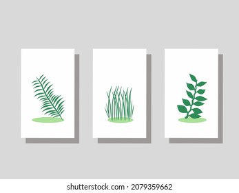 natural style wall decoration. Leaf illustration isolated on white background. minimalist