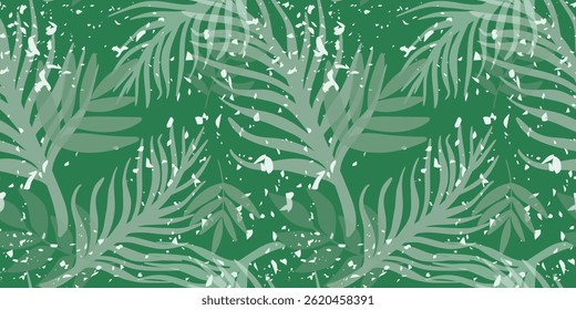 Natural summer Hawaii seamless pattern. Tropical forest background. Colorful print with palm leaves, vector graphics