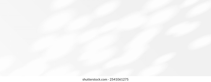 Natural sunlight and shadow wallpaper. Dapple light glare surface background for mockup, template, banner, overlay, poster. Spotted light beams and rays on surface, wall, ceiling, floor. Vector